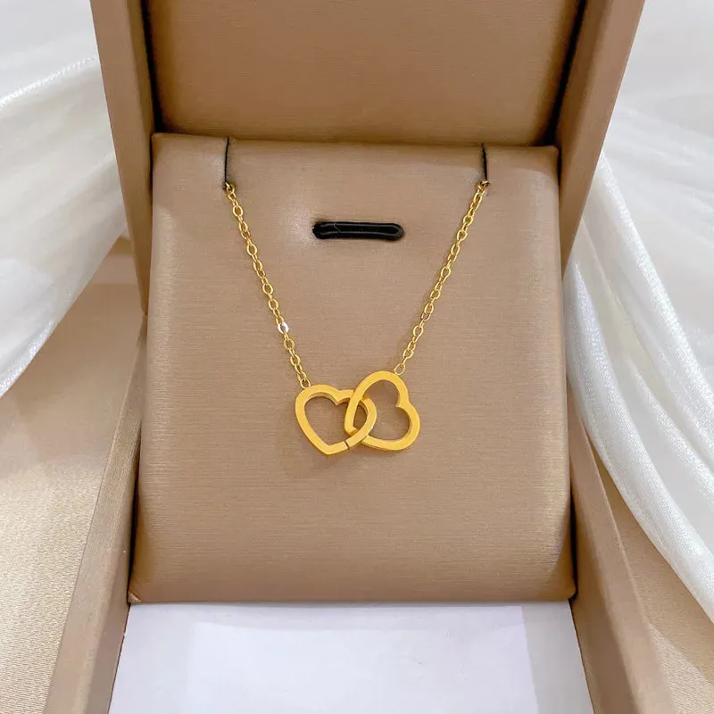 Unique and Elegant Copper-plated Gold Color Pendant Necklace, Perfect for Women's Fashion Accessories