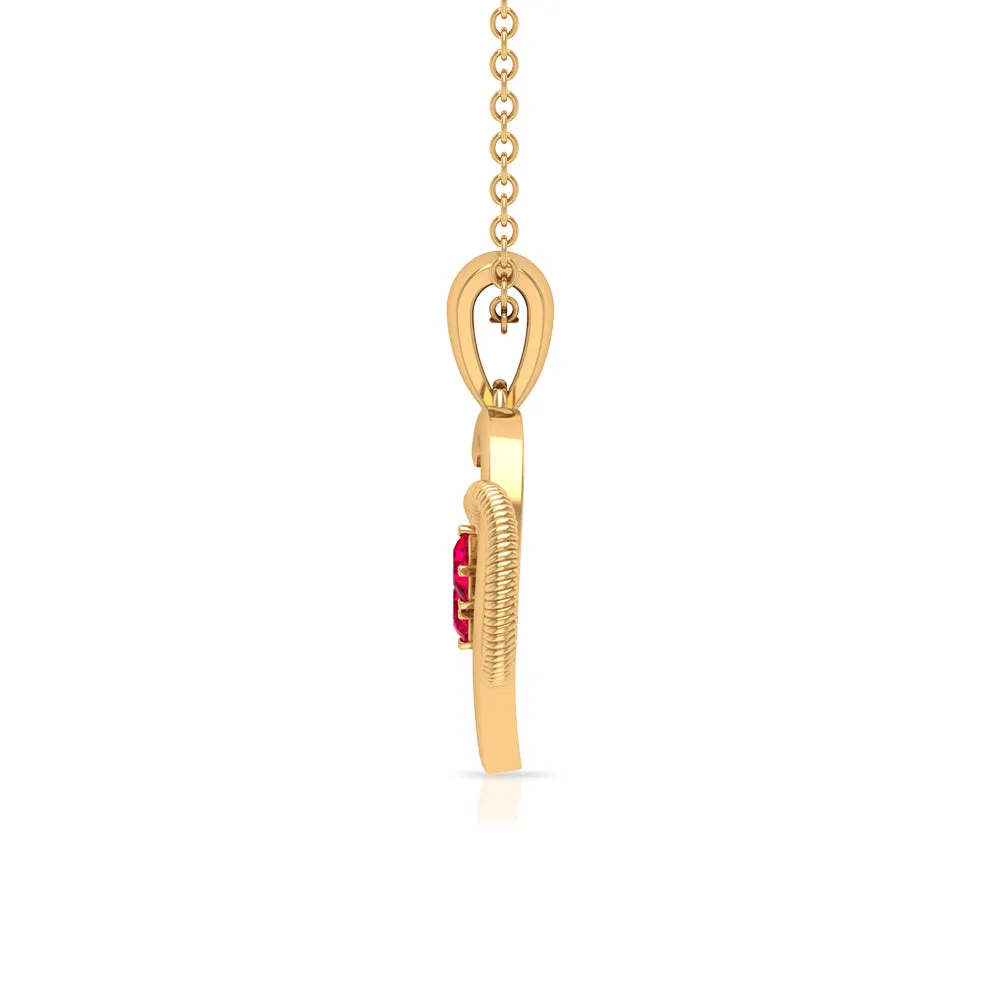 Unique Heart Infinity Pendant Necklace with Ruby
