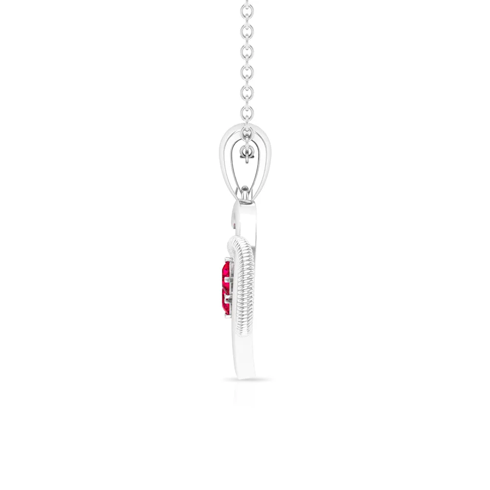 Unique Heart Infinity Pendant Necklace with Ruby
