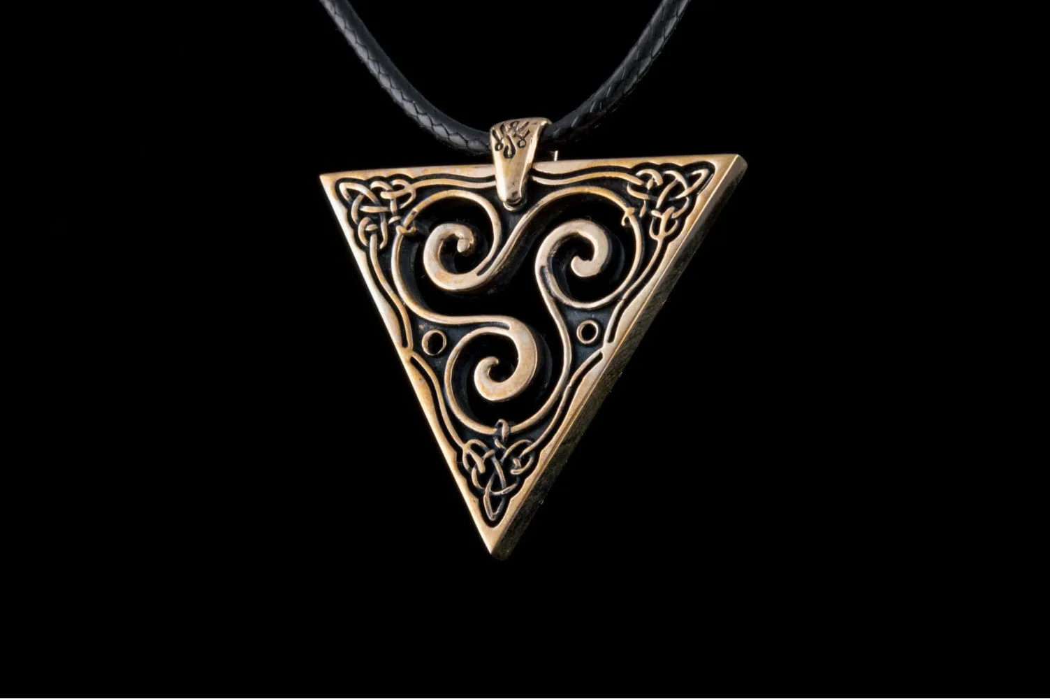 Unique Pendant with Triskel Spiral Bronze Celtic Jewelry