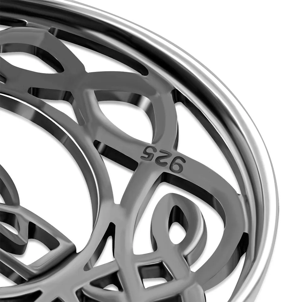 Unique Round Large Celtic Knot Silver Pendant