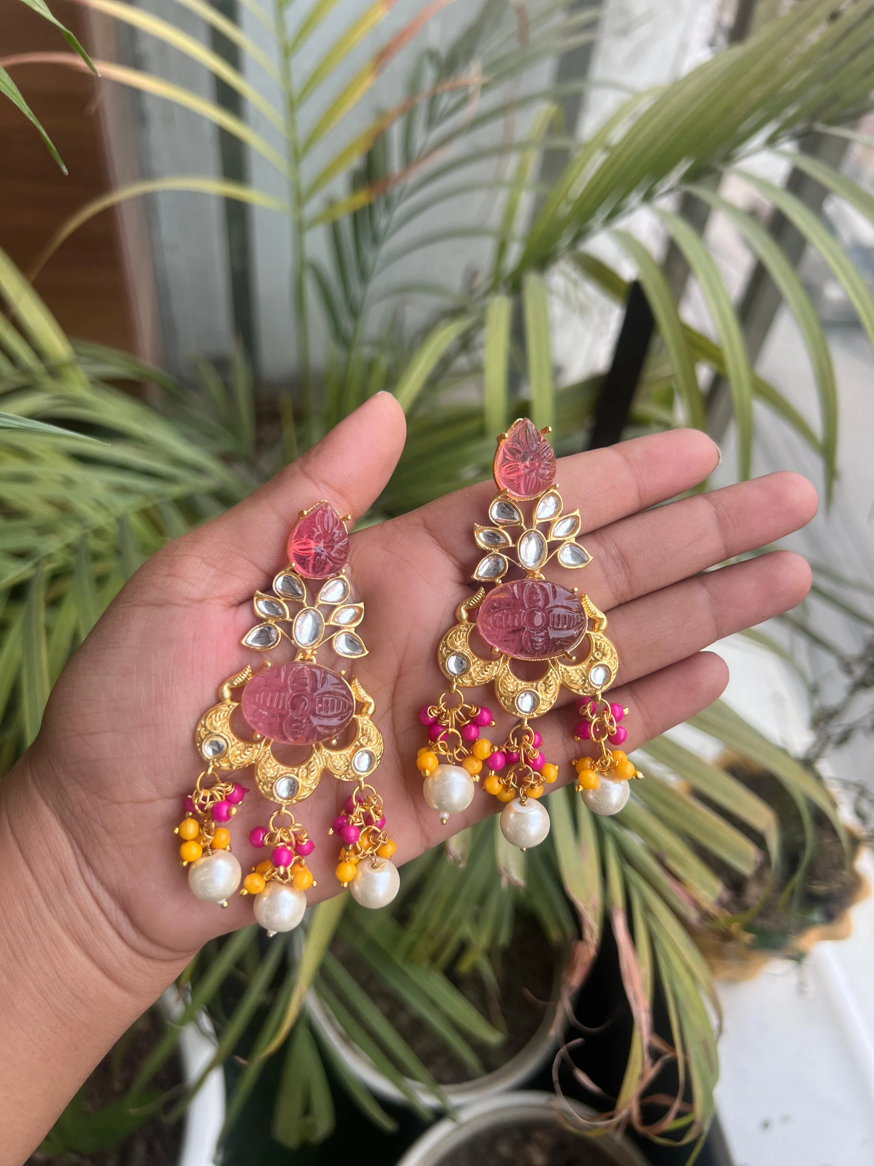 Versatile Women’s Hanging Drop Earrings in Pink Jhumki Style For Women & Girls.