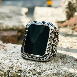 Vintage Feather Moon Pattern Stainless Steel Ring
