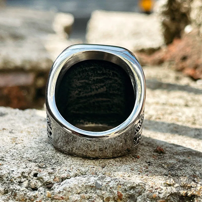 Vintage Feather Moon Pattern Stainless Steel Ring
