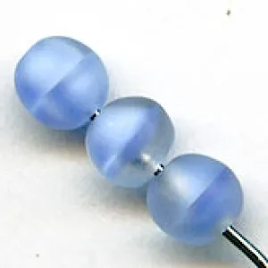 West German frosty blue givre rounds. 6mm. Pkg of 10. b11-bl-1067