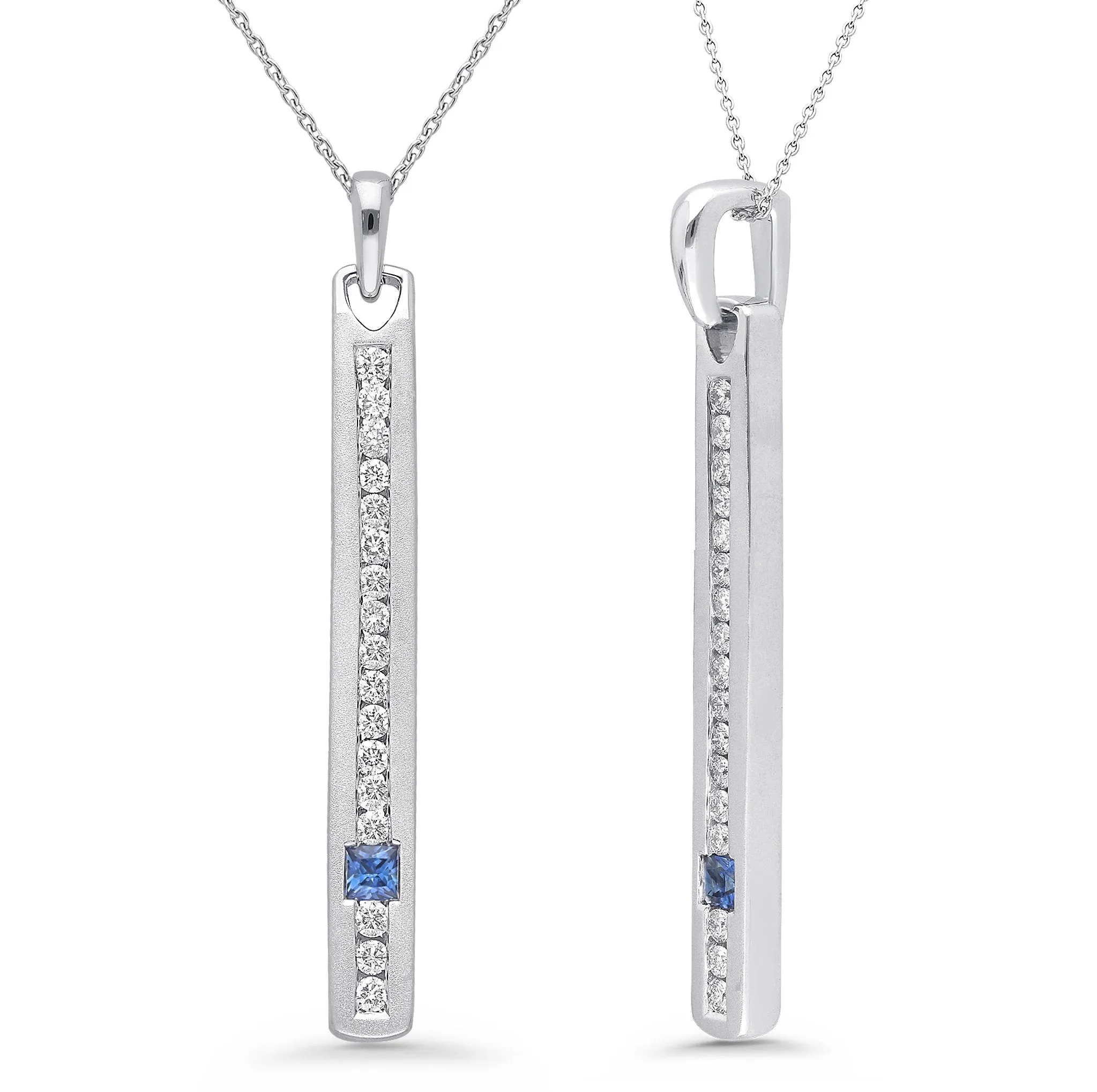 White Gold Diamond and Sapphire Men's Pendant