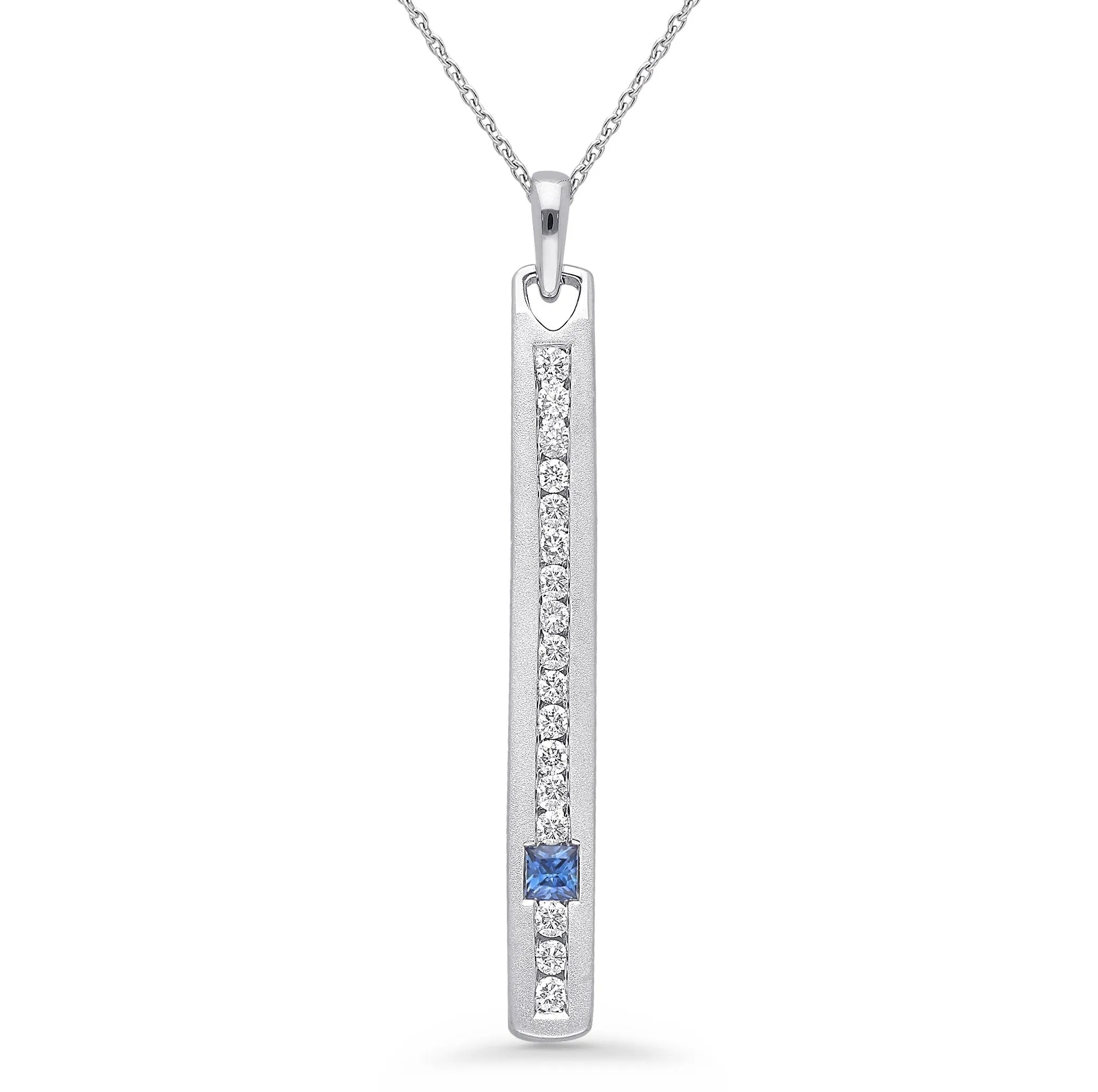 White Gold Diamond and Sapphire Men's Pendant