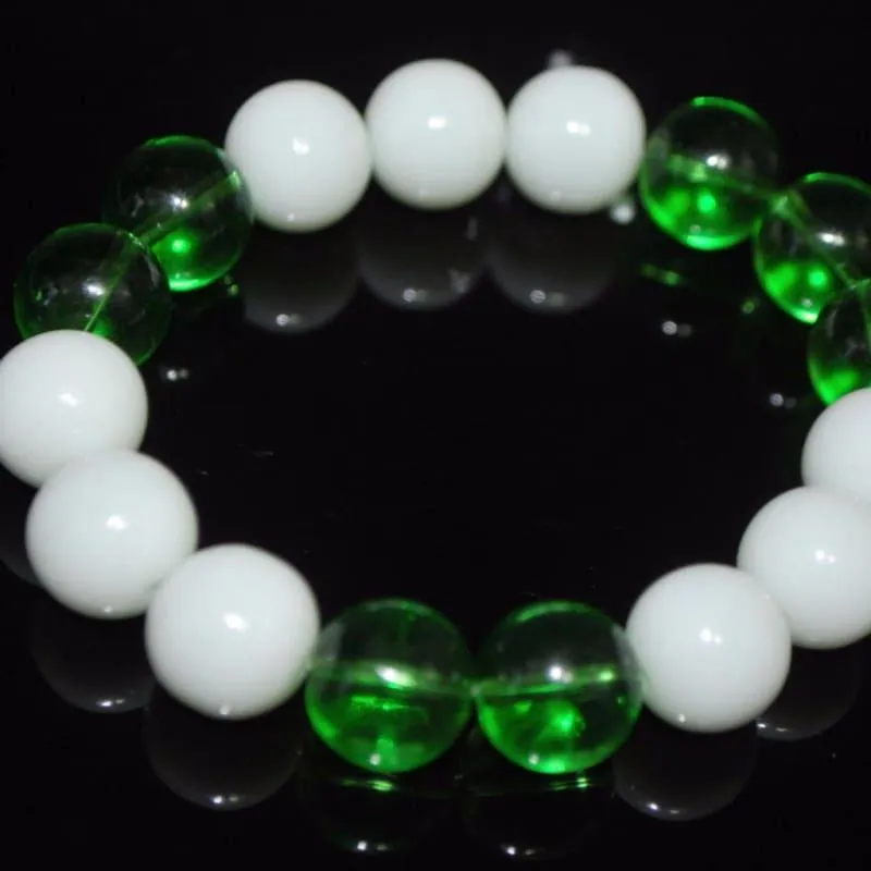 White Jade Bead with Green Quartz Bracelets