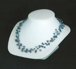 White Leatherette Low Necklace Bust
