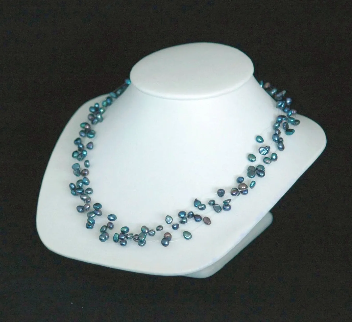 White Leatherette Low Necklace Bust