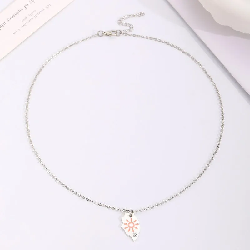 Wholesale Alloy Cartoon Colorful Circular Diamond Necklaces