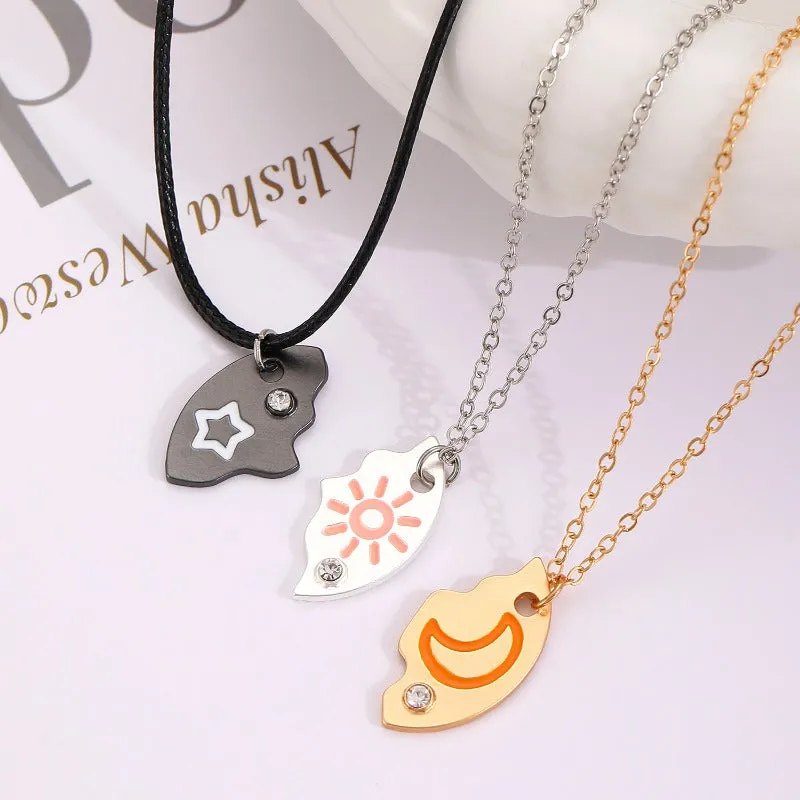 Wholesale Alloy Cartoon Colorful Circular Diamond Necklaces