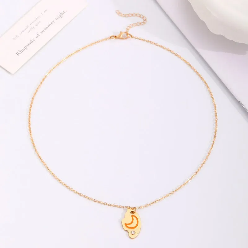Wholesale Alloy Cartoon Colorful Circular Diamond Necklaces