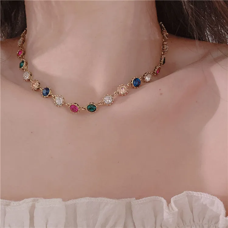 Wholesale Colorful Crystal Full Diamond Alloy Necklaces