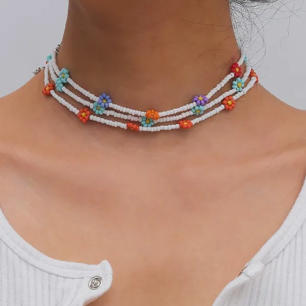 Wholesale colorful pearl flower necklace JDC-NE-KunJ057