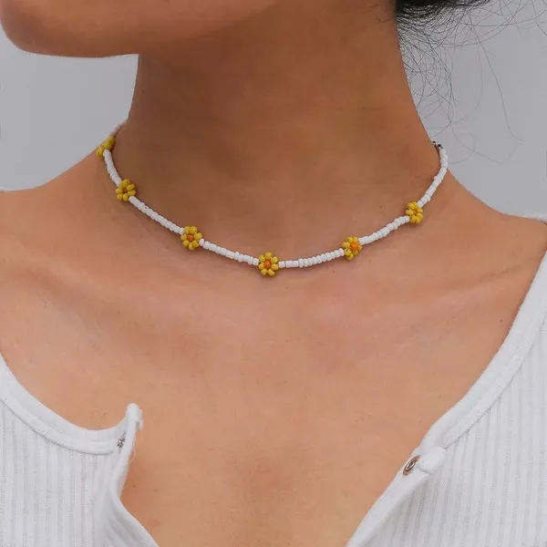 Wholesale colorful pearl flower necklace JDC-NE-KunJ057