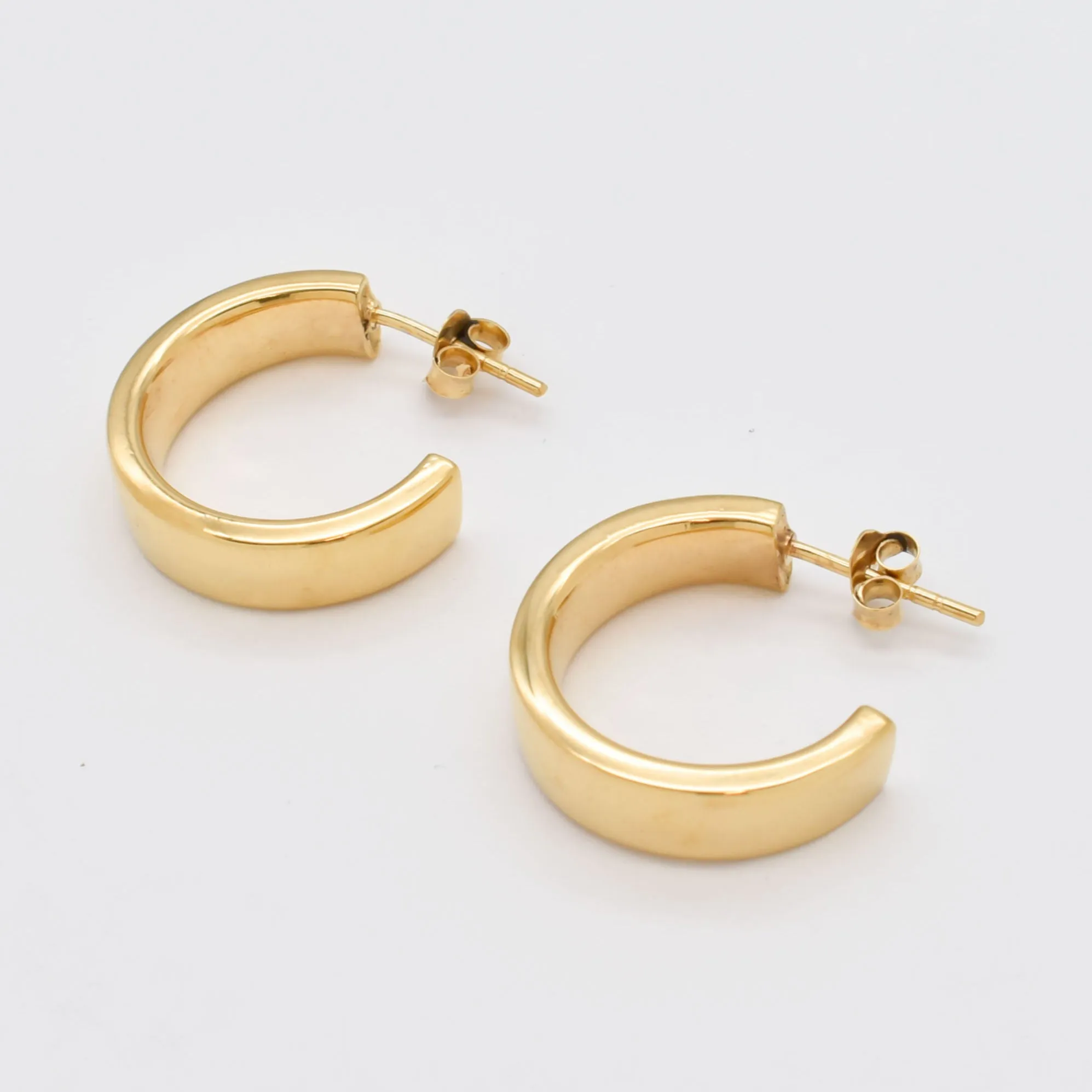 Wide Hoop Earrings - Gold Hoop Earrings - Gold Heavy Hoops