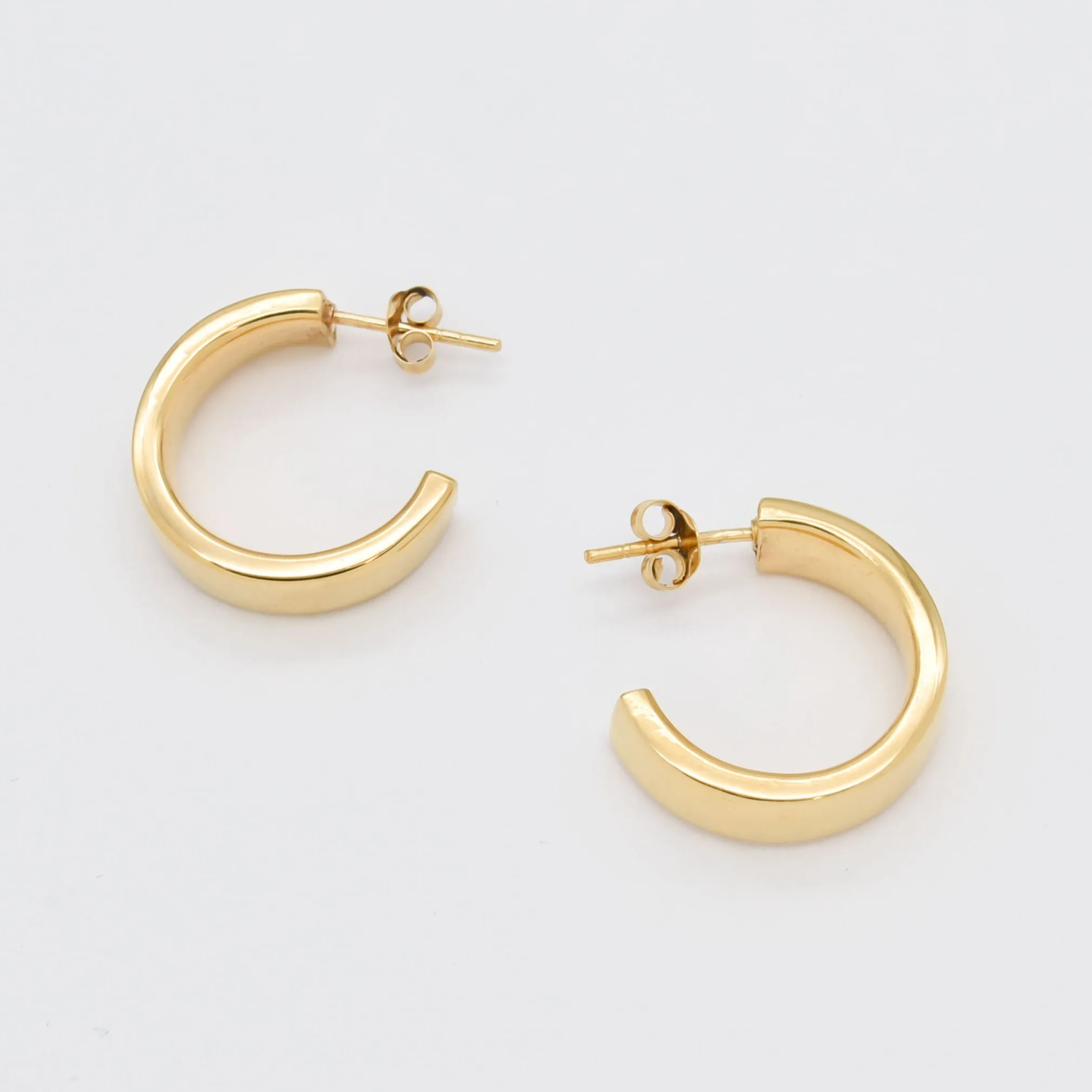 Wide Hoop Earrings - Gold Hoop Earrings - Gold Heavy Hoops