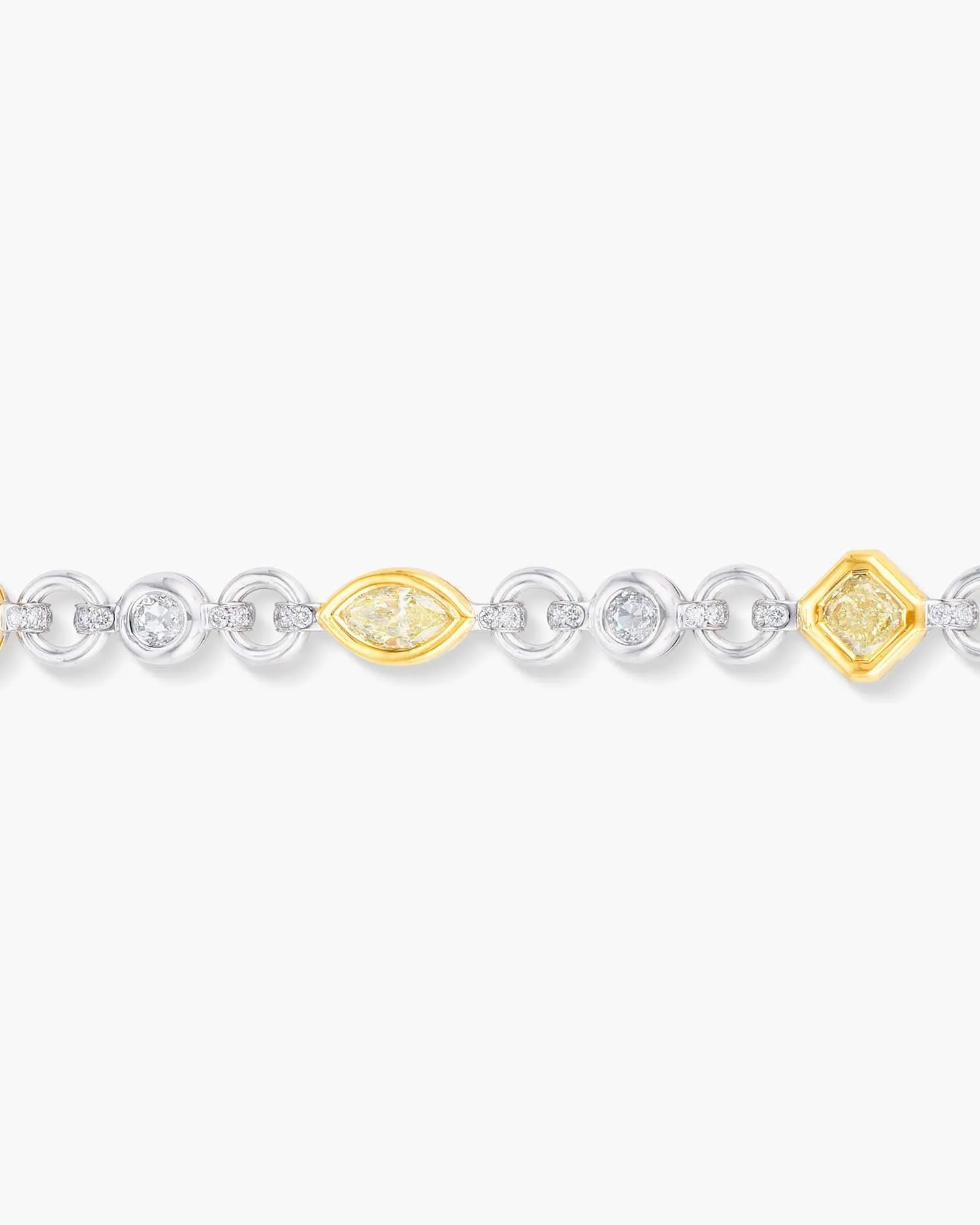 Yellow and White Diamond Charm Bracelet with Hamsa Charm