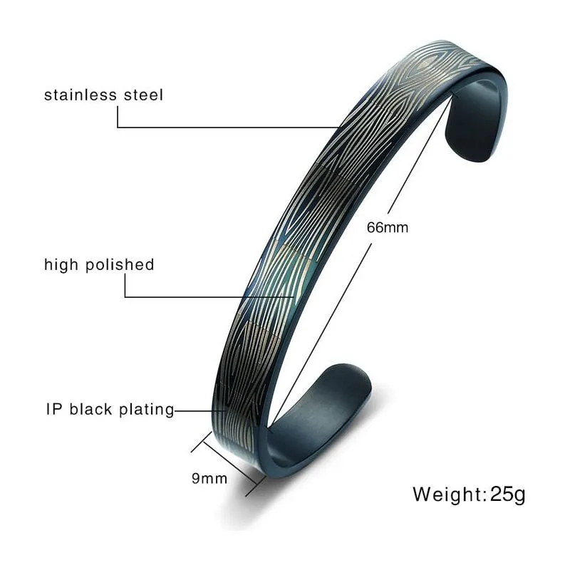 ZORCVENS Unisex Bracelet Cuff Stainless Steel Silver/Gold/Black/Rose Gold