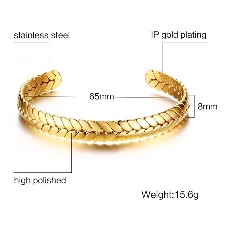 ZORCVENS Unisex Bracelet Cuff Stainless Steel Silver/Gold/Black/Rose Gold