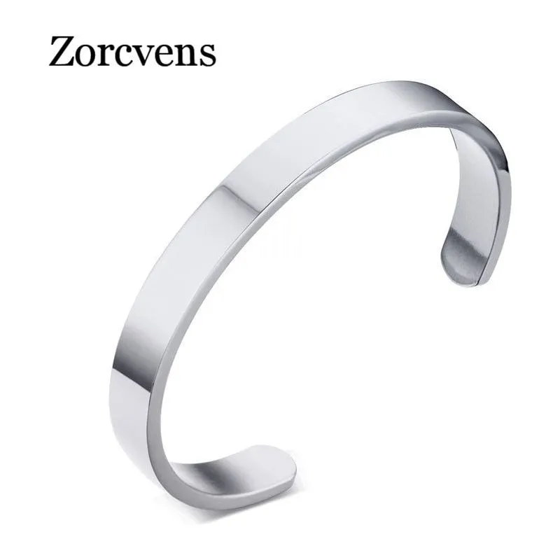 ZORCVENS Unisex Bracelet Cuff Stainless Steel Silver/Gold/Black/Rose Gold